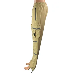 NEW Forever 21 Men's Khaki Tan Multi Zip Pocket Utility Cargo Jogger Pants Sz L thumbnail 2