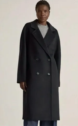 Quince Italian Wool Double-Breasted Slouch Coat Black XS thumbnail 1