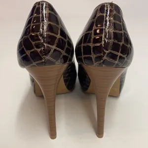 Qupid‎ | Crocodiles Embossed Open Toe Heels Size 8 A18 thumbnail 7