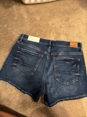 American Eagle Outfitters Dark Blue Denim Cutoff Shorts thumbnail 2