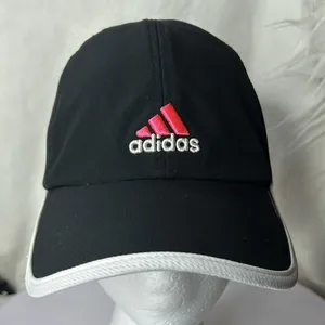 Adidas Adizero Womens Black Pink Strapback Hat Cap Running Tennis Wicking OZ. thumbnail 1