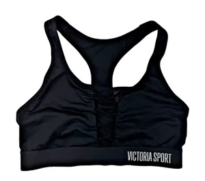 Victoria's Secret Victoria Sport Racerback Black Sport Bra Bralette The Player Unlined MEDIUM thumbnail 1