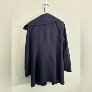 Sam Edelman Navy Blue Wool blend A-Line Pea Dress Comfy Minimal Midi Coat Sz S thumbnail 7