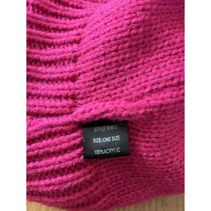 Pom Pom Knit Hat Beanie Womens One Size Pink Cable Bobble Winter Soft Warm thumbnail 6