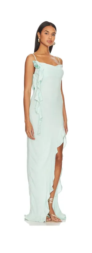 Revolve Rizzo Ruffle Maxi Dress Ice Blue thumbnail 1
