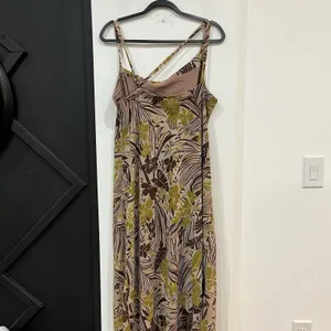 Ashley Stewart Y2K Floral Tropical Leaf Strappy Dress Boho Size 16 Plus thumbnail 5
