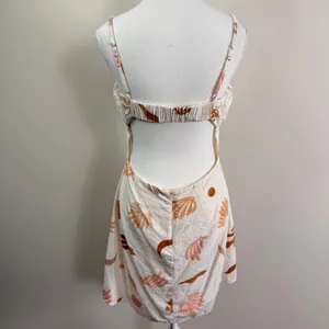 ASTR The Label Claramae Mini Dress Cream Linen Blend Celestial Open Back Medium thumbnail 5