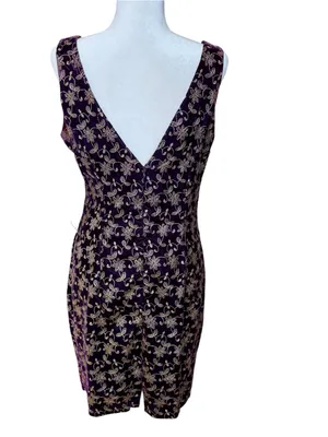Vintage Jessica McClintock Gunne Sax Velvet Mini Dress 13/14 NWT Purple Gold thumbnail 8