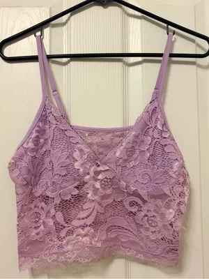 Lavender Lace Bralette Cami with Adjustable Straps Purple thumbnail 2