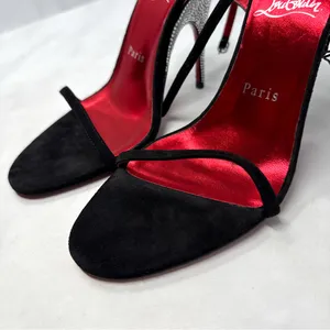 Christian Louboutin Arch Queen Strass Suede Stiletto Sandal Heels Sexy Black 38 thumbnail 4