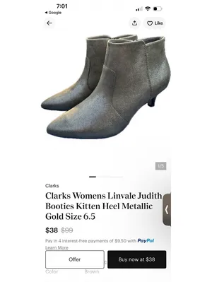 Clarks Un Vale Judith Metallic Ankle Boots Size 7M thumbnail 9