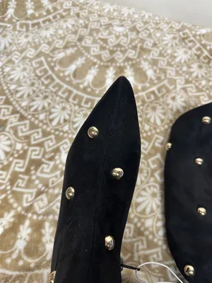 a new day Black Studded Mid-Calf Heeled Boots thumbnail 9
