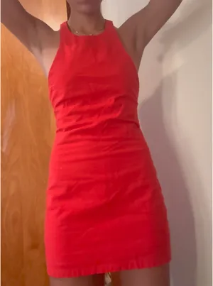 REVOLVE Red Halter Mini Dress with Tie-Back thumbnail 5