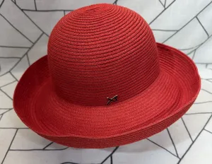 Betmar Sun Hat OS Red Paper Straw Wide Brim Packable Summer Hat‎ thumbnail 1