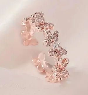 Elegant Butterfly Shaped Open Adjustable Rose Gold Ring thumbnail 1