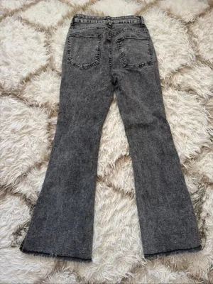 Blue B Rhinestone High Rise Cropped Flare Jeans in washed black XS/25 thumbnail 9