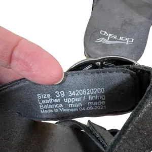 Dansko Tiffani Black‎ Metallic Leather Wedge Sandals Buckle Slide 3420820200 39 thumbnail 5