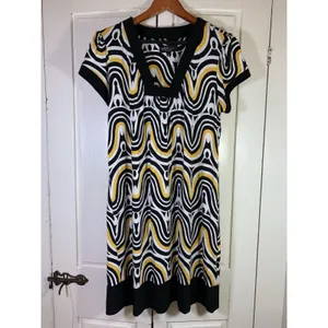 ABS Allen Schwartz Retro Y2K 70s Style Dress Womens Large‎ Square Neck Stretch thumbnail 3