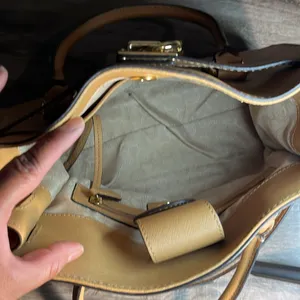 Michael Kors Tan Satchel with Gold Hardware. thumbnail 10
