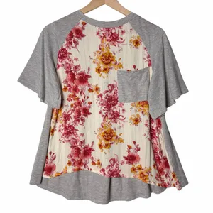 Altar'd State Floral Chiffon Shirt with Pocket Women's Size L thumbnail 1