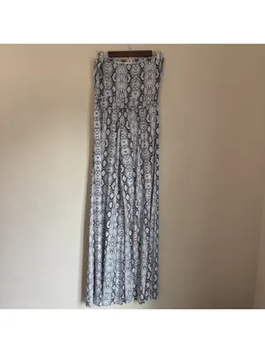 Dress Up Strapless Snakeskin Wide Leg Jumpsuit Snake Print Elastic Waist Large thumbnail 4