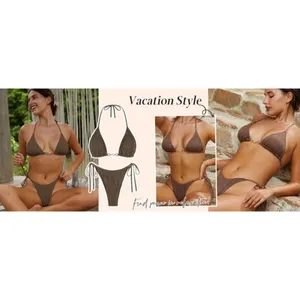 ZAFUL Bikini Sets for Women Halter Two Piece Swimsuits Sexy Triangle Bikinis Tex thumbnail 7