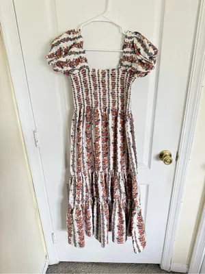 Tuckernuck OPT Daphne Vine Orange Smocked MIDI Dress thumbnail 5