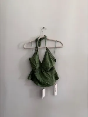 Reformation Monica Top in Sage Green thumbnail 3