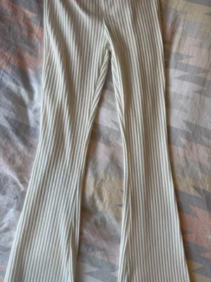 Edikted White Ribbed Flare Pants Small thumbnail 7