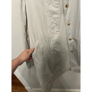Lauren Ralph Lauren Cream Trench Coat Jacket Size Large Chic Minimalist Staple thumbnail 3