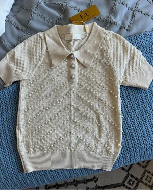 Pearl Knit Top Tan Size M thumbnail 1