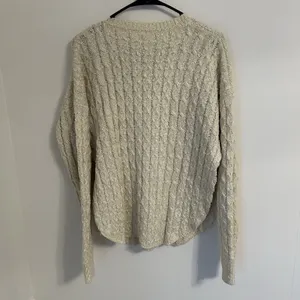 POL Women's Size Medium Sweater‎ Pullover Cable Knit Oversized Loose Fit Cream thumbnail 8