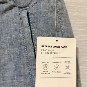 Athleta Retreat Linen Pant Blue Heathered Jogger Drawstring Tapered Leg NEW thumbnail 7