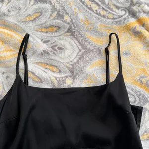 Abercrombie and fitch black satin midi dress size large thumbnail 3