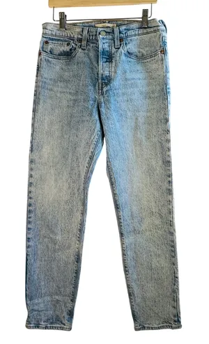 Levis‎ Premium Wedgie Straight Leg Jeans Acid Wash Light Blue Denim 27 High Rise thumbnail 1