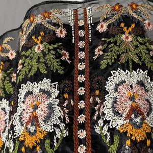 Floreat Black Sheer Floral Blouse Size 4 thumbnail 7