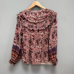 Cleobella Samara Bishop Sleeve Printed Cotton Blouse M thumbnail 9