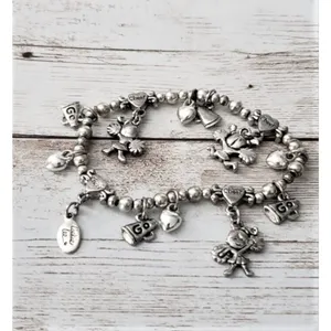 Vintage Cookie Lee Stretch Bracelet Silver Tone Cheer / Cheerleader Theme thumbnail 2