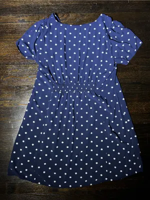 Old Navy Blue Daisy Floral Short Sleeve Mini Dress Scoop Neckline Size XL thumbnail 5