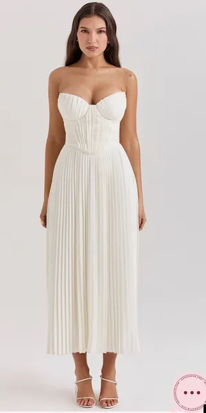 House of CB AMORATA Ivory Pleated Maxi Dress thumbnail 1