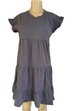 Time and Tru Women’s XS Gray Ruffle Sleeve Tunic Top Short Sleeve Casual thumbnail 1