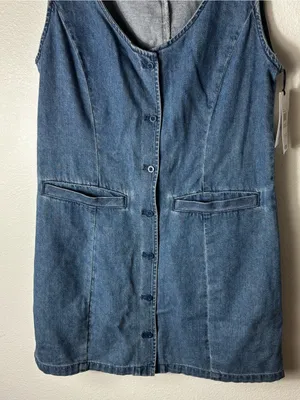 RVCA Lainey Mini Denim Dress NWT Fitted Waist Size L thumbnail 4