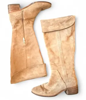 Vince Camuto Kochelda Beige Suede Knee High Boots Women’s 9.5M Fold Over Riding thumbnail 1
