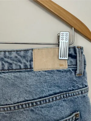 Zara High Waisted Wide Leg Blue Denim Jeans Size 8 thumbnail 6