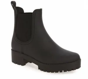 Jeffrey Campbell Cloudy Black Matte Rubber Rain Boots Chelsea Ankle Platform 7 thumbnail 1