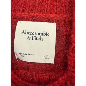 Abercrombie & Fitch Red Cable Knit Mock Neck Sweater Small Raglan Sleeve thumbnail 3