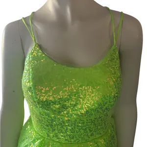 Wedding Dress Sequins Spaghetti Strap Dress Bright Green 2 NWT thumbnail 2