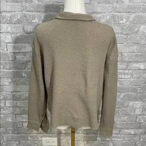 Amazon Women's Tan Button-Up Waffle Knit Button Up Shacket/TOP thumbnail 3