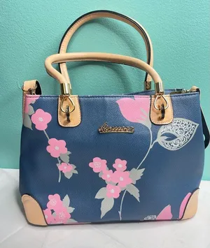 Chic Floral Satchel with Gold Accents‎ thumbnail 1