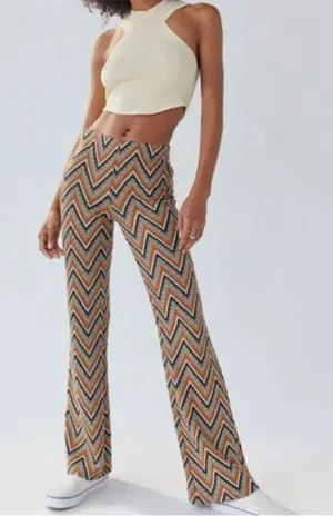 Urban Outfitters‎ Bryan Geometric High Waisted Flare Pants size small thumbnail 1